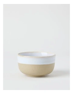 Esperance Rice Bowl 12cm with White and Sand Wiped Edge