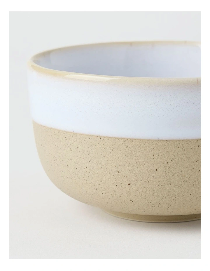 Esperance Rice Bowl 12cm with White and Sand Wiped Edge image 3