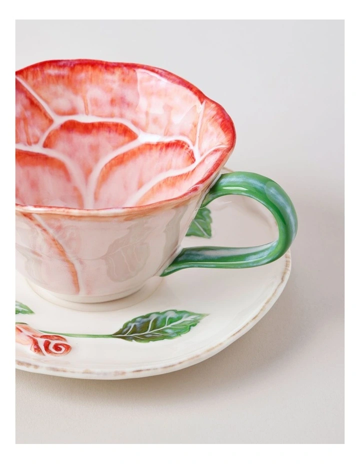 Garden Party Cup & Saucer Set in Red image 2
