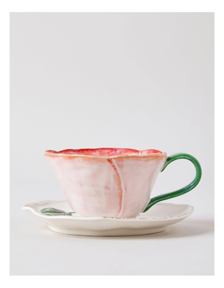 Garden Party Cup & Saucer Set in Red image 3