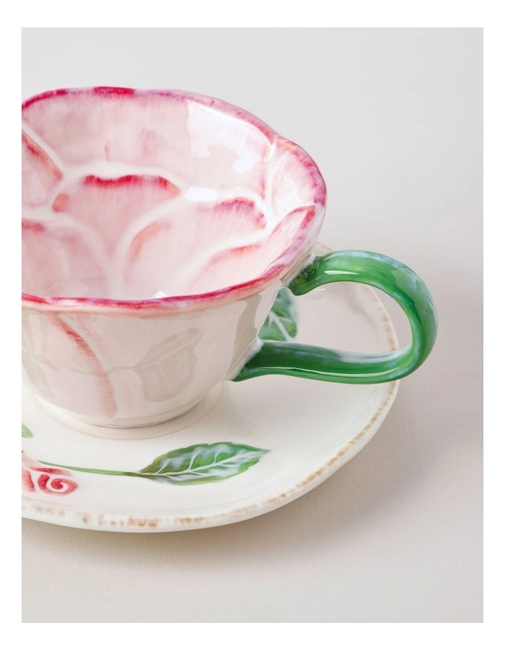 Garden Party Cup & Saucer Set in Pink image 2
