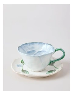 Garden Party Cup & Saucer Set in Blue