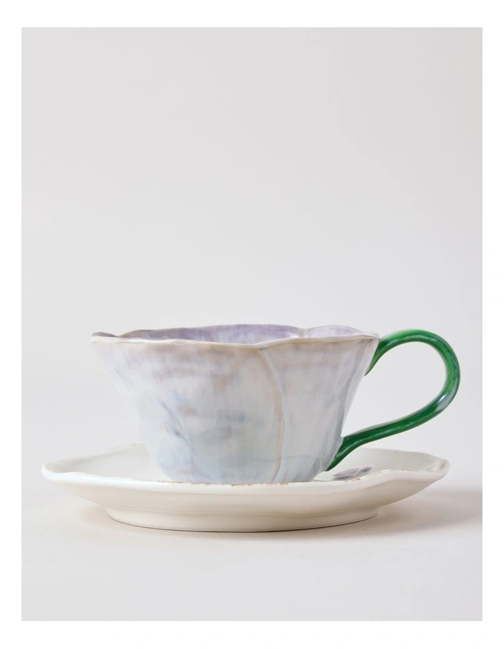 Garden Party Cup & Saucer Set in Purple image 3