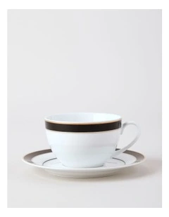 Monroe Cup & Saucer Set in Black/Gold