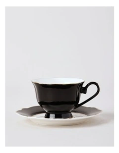 Raven Cup & Saucer Set Gift Box in Black/Gold