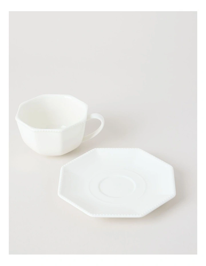 Alice Cup & Saucer Set in White image 3