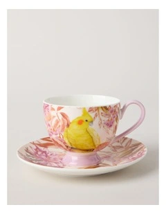 Lauren Stringini Footed Tea Cup & Saucer in Pearl