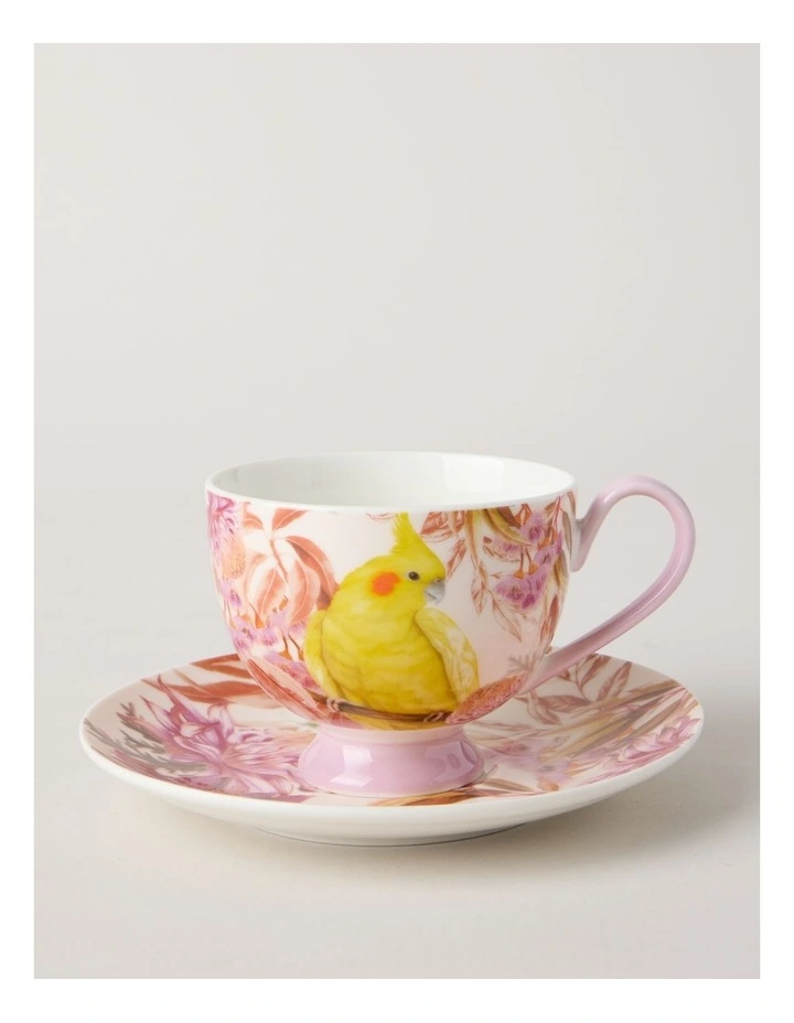 Lauren Stringini Footed Tea Cup & Saucer in Pearl image 1