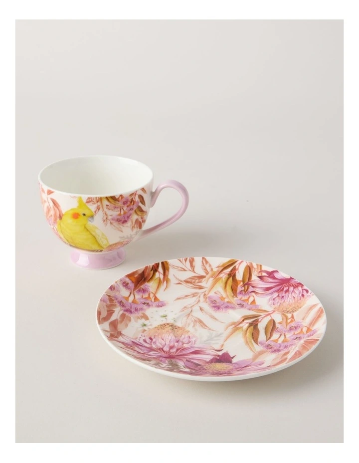 Lauren Stringini Footed Tea Cup & Saucer in Pearl image 4