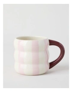 Bubble Mug With Hand Paint in Pink Stripe