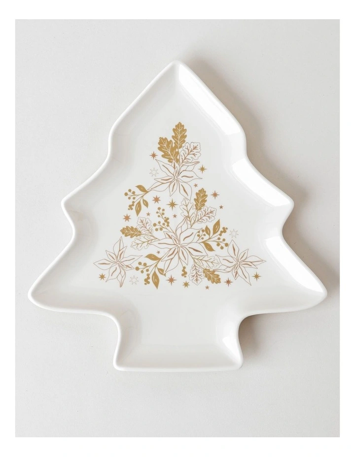 Celestial Luxe Shimmer Tree Plate 31cm in White/Gold image 1