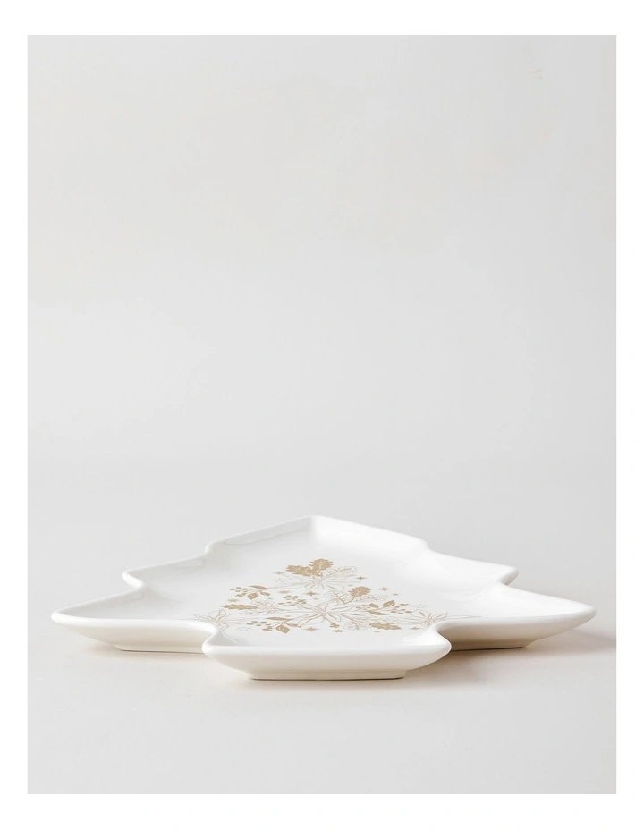 Celestial Luxe Shimmer Tree Plate 31cm in White/Gold image 2