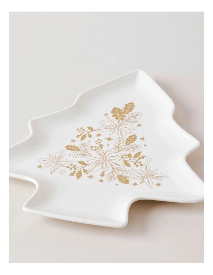 Celestial Luxe Shimmer Tree Plate 31cm in White/Gold image 3