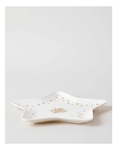 Celestial Luxe Shimmer Star Plate 27cm Large in White/Gold