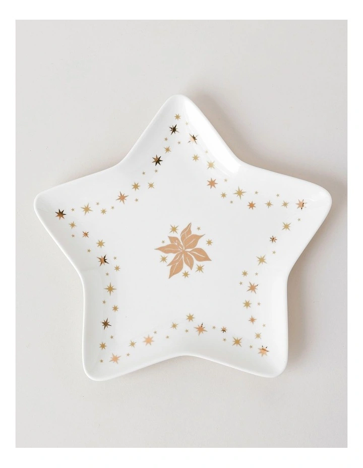 Celestial Luxe Shimmer Star Plate 27cm Large in White/Gold image 2