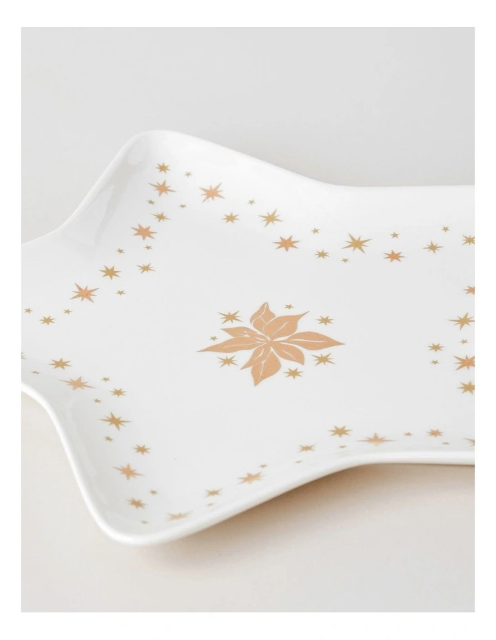 Celestial Luxe Shimmer Star Plate 27cm Large in White/Gold image 3