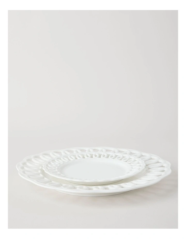 Lattice Side Plate 22cm in White image 4