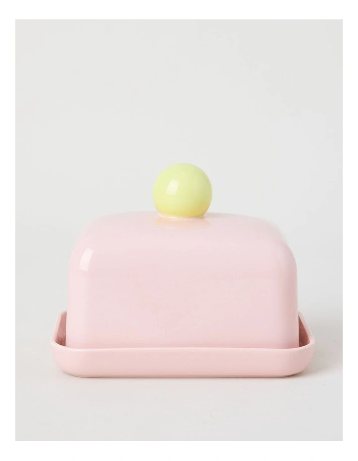 Bubble Butter Dish in Pink & Yellow image 1