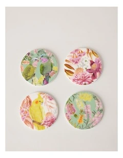 Lauren Stringini Coaster Set of 4 10cm in Green and Pearl