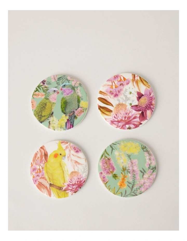Lauren Stringini Coaster Set of 4 10cm in Green and Pearl image 1