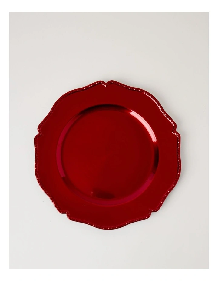 Scalloped Charger Plate Set of 4 Red image 1