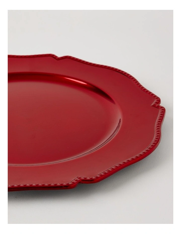Scalloped Charger Plate Set of 4 Red image 3