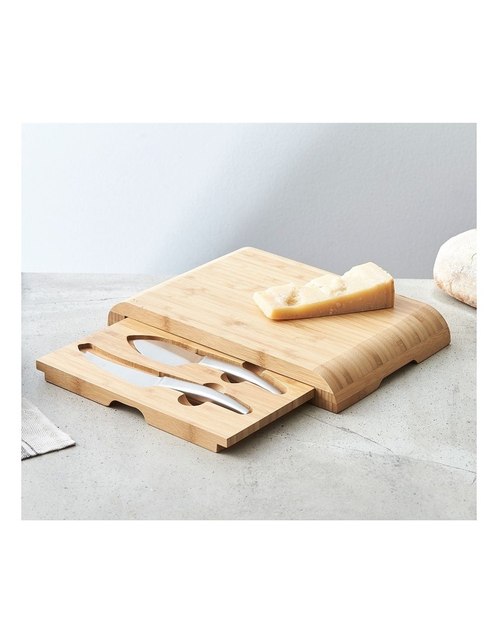 Vue Essentials Bamboo Cheese Board With Drawer 2 Piece Knife
