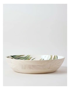 Fuse Wood & Enamel Serving Bowl 39.5cm in Natural/White
