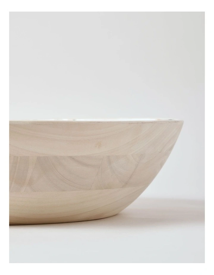Fuse Wood & Enamel Serving Bowl 39.5cm in Natural/White image 4