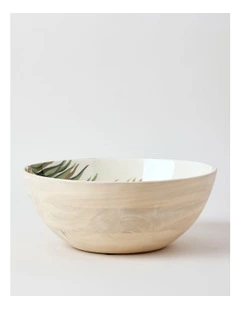 Fuse Wood & Enamel Serving Bowl 30cm in Natural/White