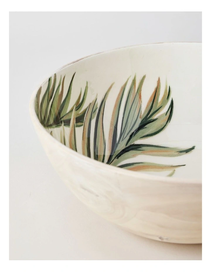 Fuse Wood & Enamel Serving Bowl 30cm in Natural/White image 3
