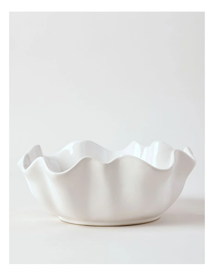 Fluted Serve Bowl 33cm in White image 1