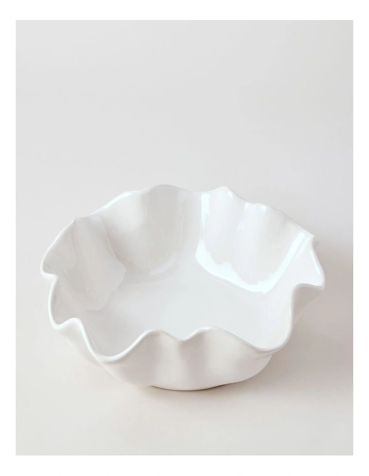 Fluted Serve Bowl 33cm in White image 2