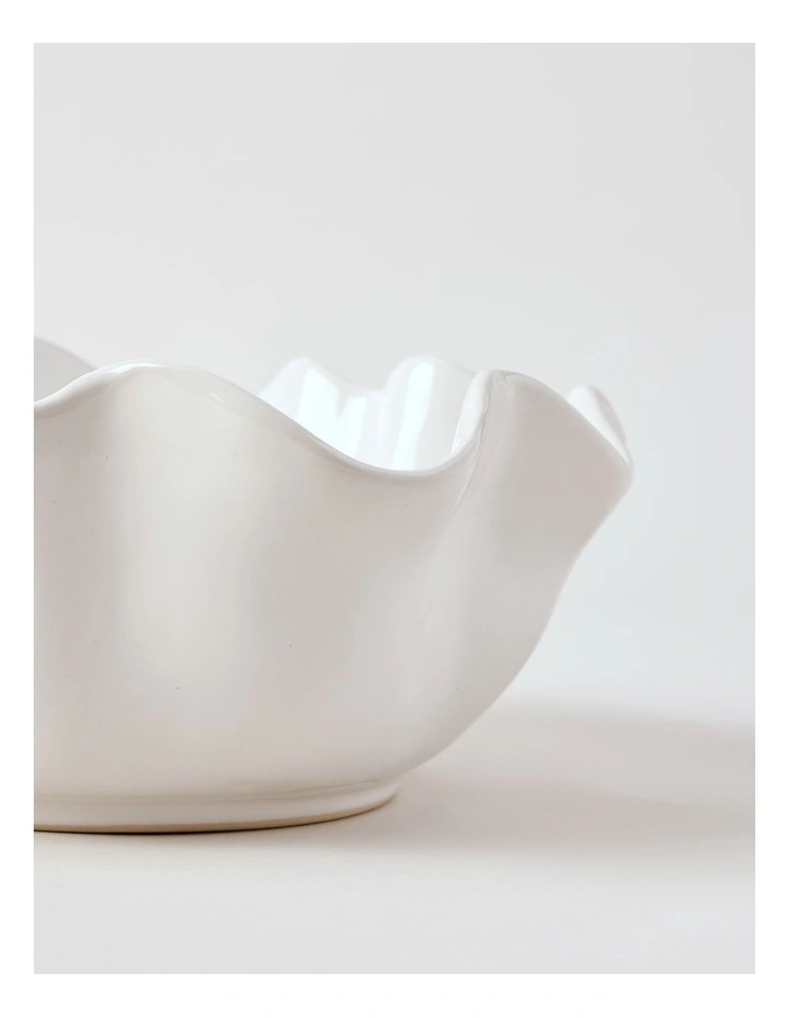 Fluted Serve Bowl 33cm in White image 3