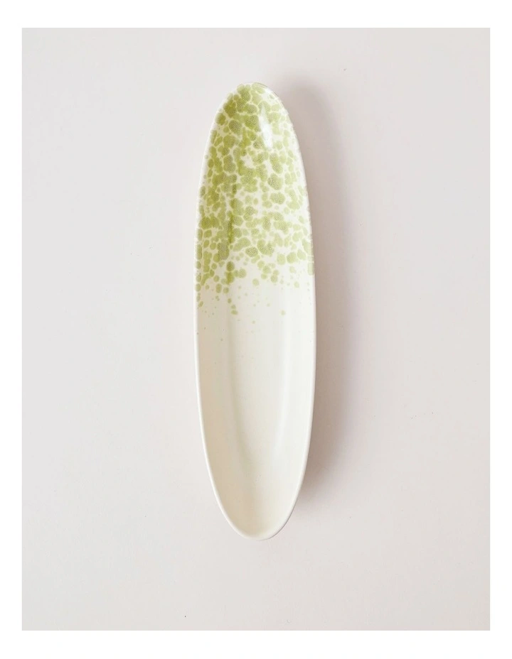 Hinterland Oval Bowl in White/Green image 1
