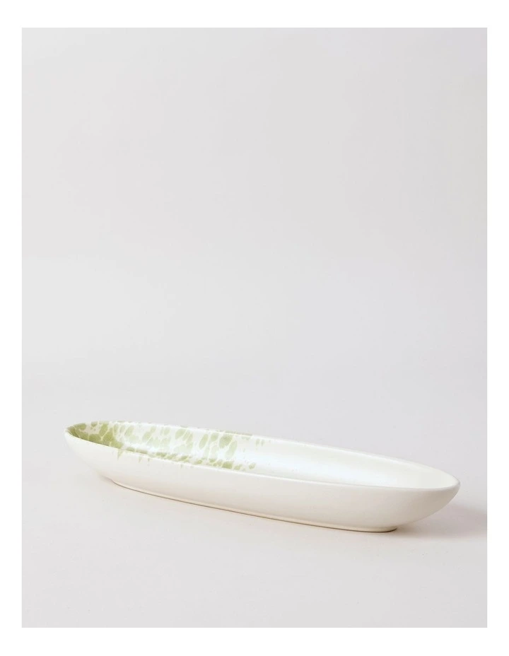 Hinterland Oval Bowl in White/Green image 2