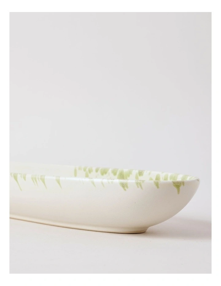 Hinterland Oval Bowl in White/Green image 3