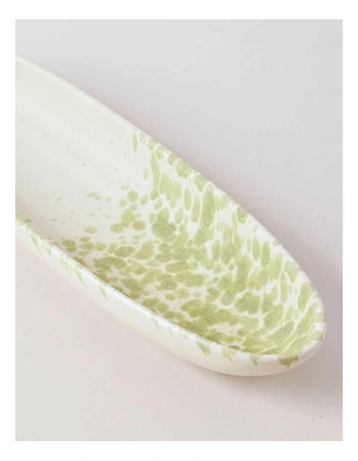 Hinterland Oval Bowl in White/Green image 4