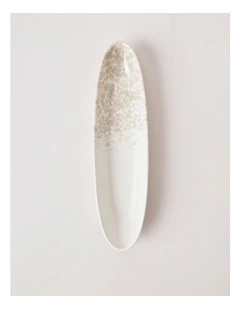 Hinterland Oval Bowl in White/Taupe