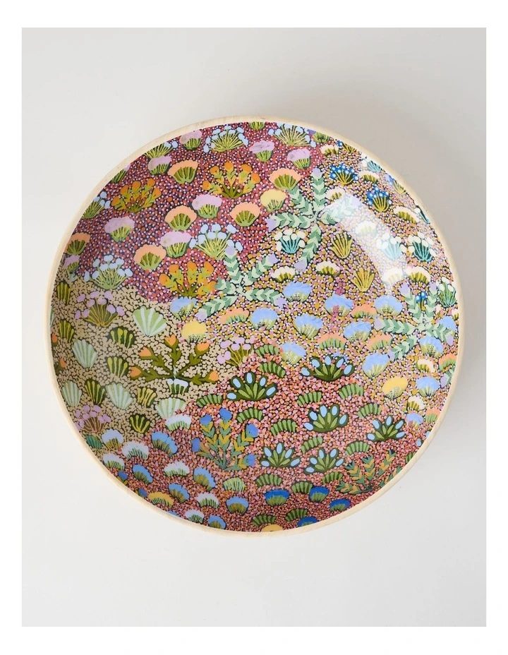 Artists of Ampilatwatja x Art Series Bush Flowers Serving Bowl 39.5cm by Latoya Ngwarraye Petrick image 2