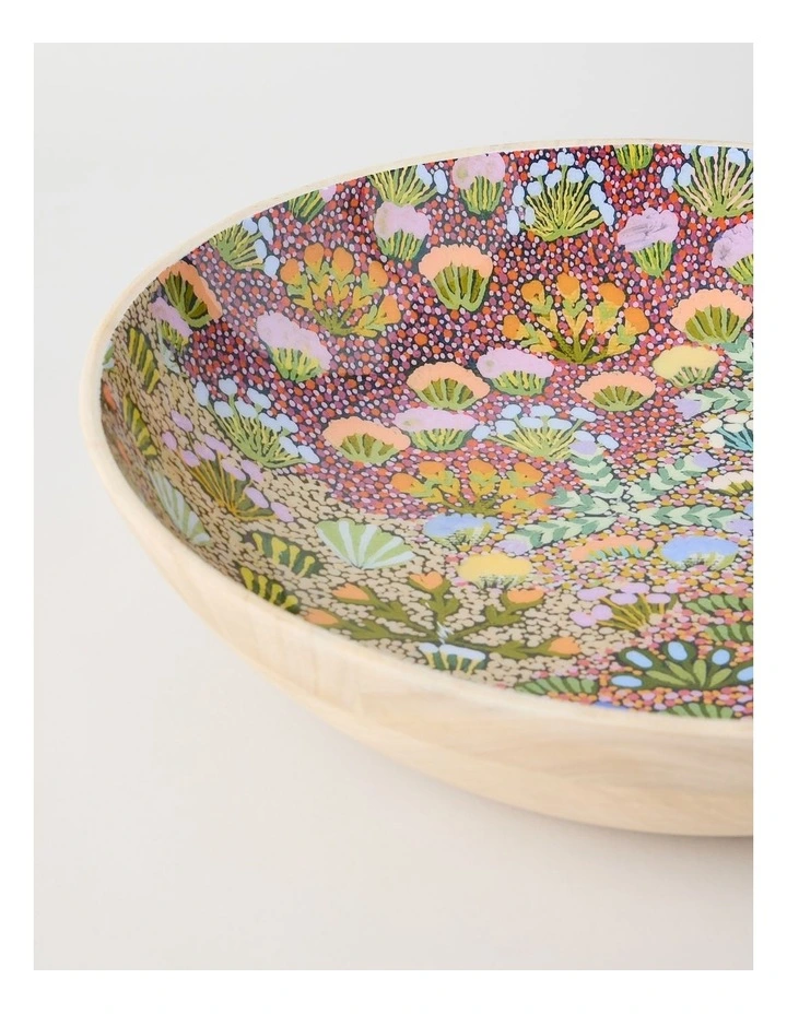 Artists of Ampilatwatja x Art Series Bush Flowers Serving Bowl 39.5cm by Latoya Ngwarraye Petrick image 3