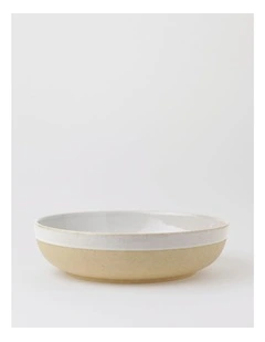 Esperance Wiped Edge Shallow Bowl Large in White/Sand