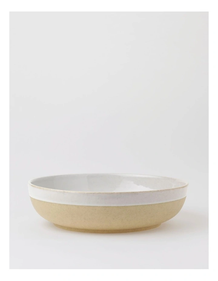 Esperance Wiped Edge Shallow Bowl Large in White/Sand image 1