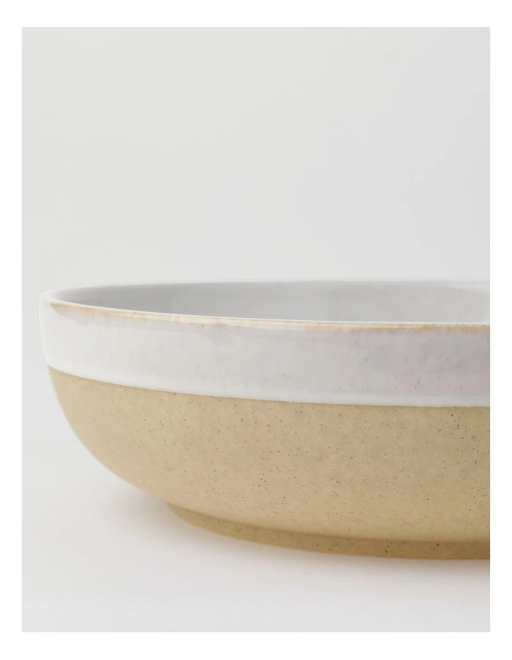 Esperance Wiped Edge Shallow Bowl Large in White/Sand image 2