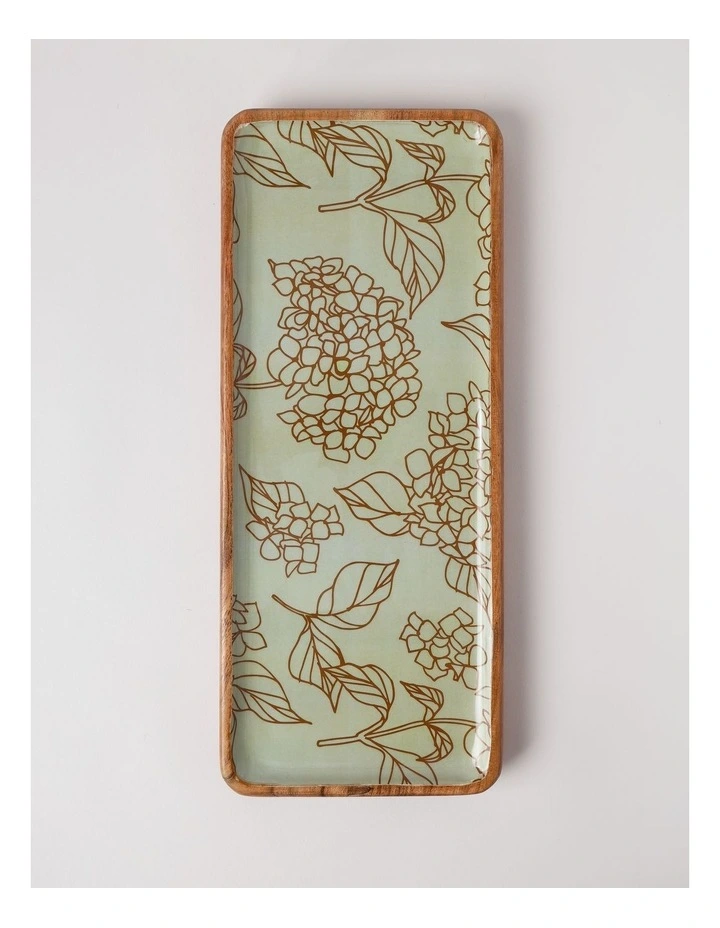 Flora Enamel Large Rectangular Platter in Green Floral image 2