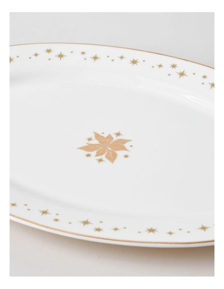 Celestial Luxe Shimmer Oval Platter in White/Gold image 2