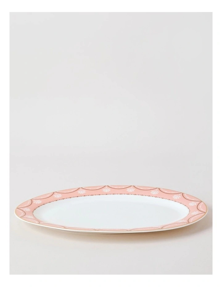 Cordelia Oval Platter in White/Pink image 1