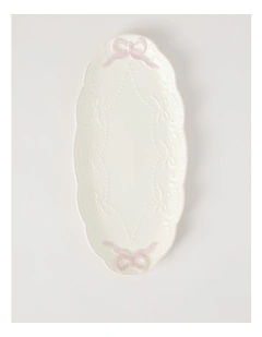 Bow Oval Platter Pink