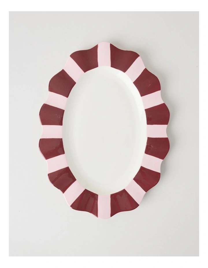Cherry Coded Oval Striped Platter image 1