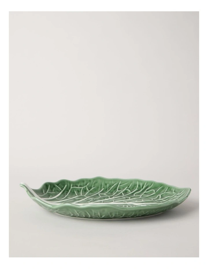 Cabbage Leaf Serving Platter 39cm in Green image 2